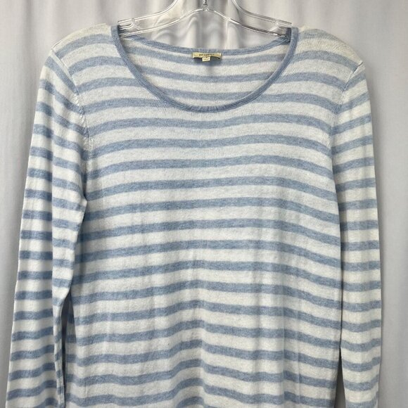Project Women’s 3/4 Sleeve Scoop Neck Top Blue/White Striped Semi Sheer Small - Picture 2 of 8